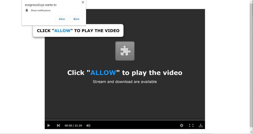 Image: Chrome browser is redirected to Evoground.xyz