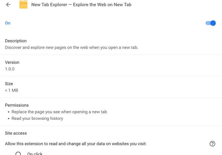 Image: New Tab Explorer browser hijacker