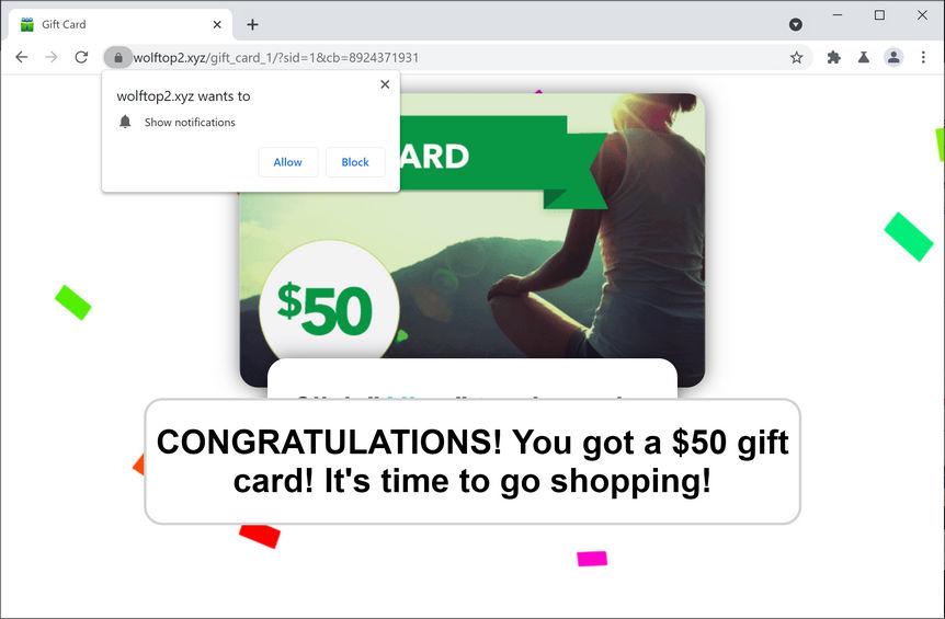 Image: Chrome browser is redirected to Wolftop2.xyz