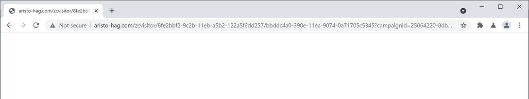 Image: Chrome browser is redirected to Aristo-hag.com