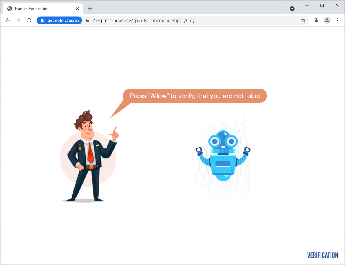 Image: Chrome browser is redirected to Express-news.me