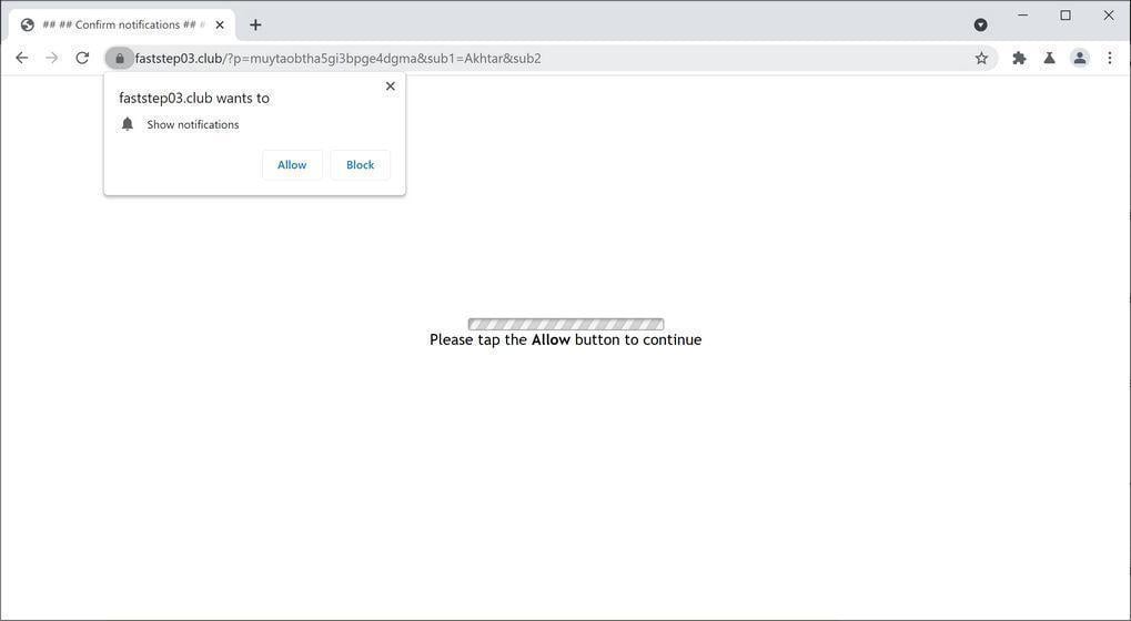 Image: Chrome browser is redirected to Faststep03.club