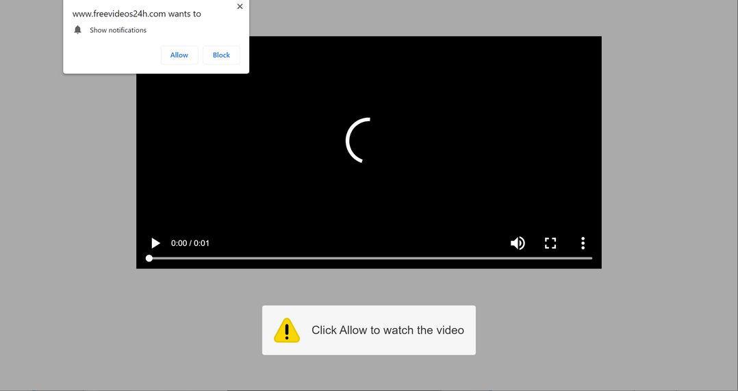 Image: Chrome browser is redirected to Freevideos24h.com