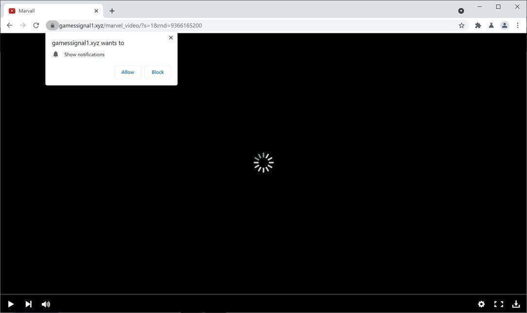 Image: Chrome browser is redirected to Gamessignal1.xyz