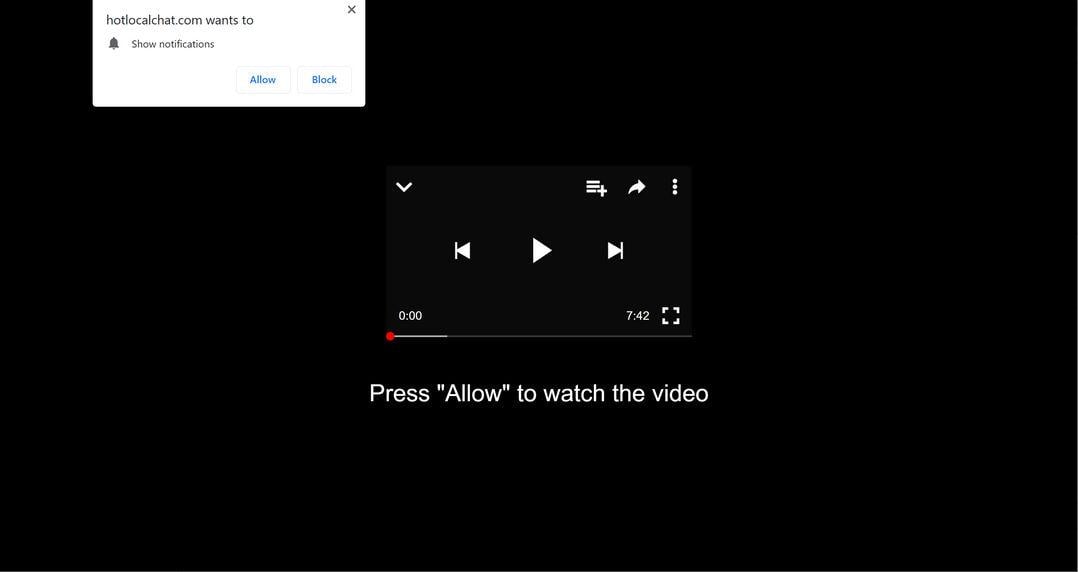 Image: Chrome browser is redirected to Hotlocalchat.com