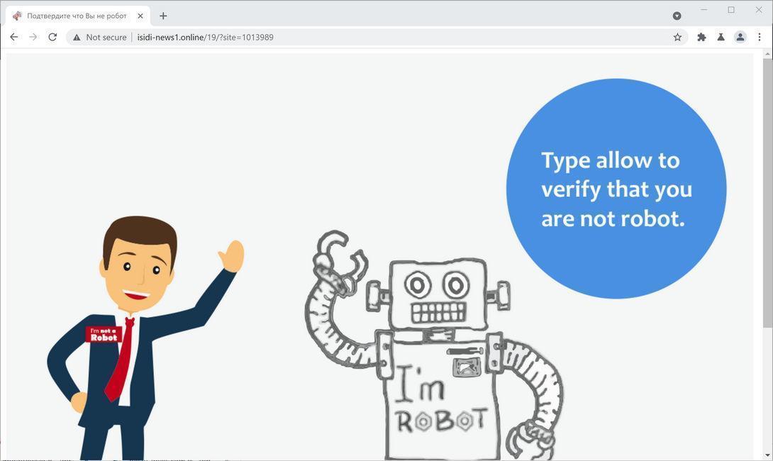 Image: Chrome browser is redirected to Isidi-news1.online