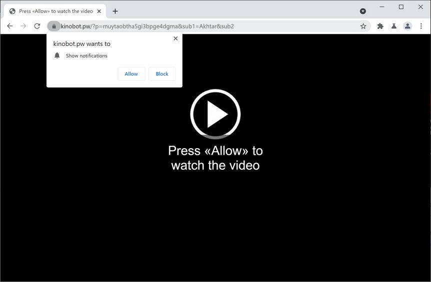Image: Chrome browser is redirected to Kinobot.pw