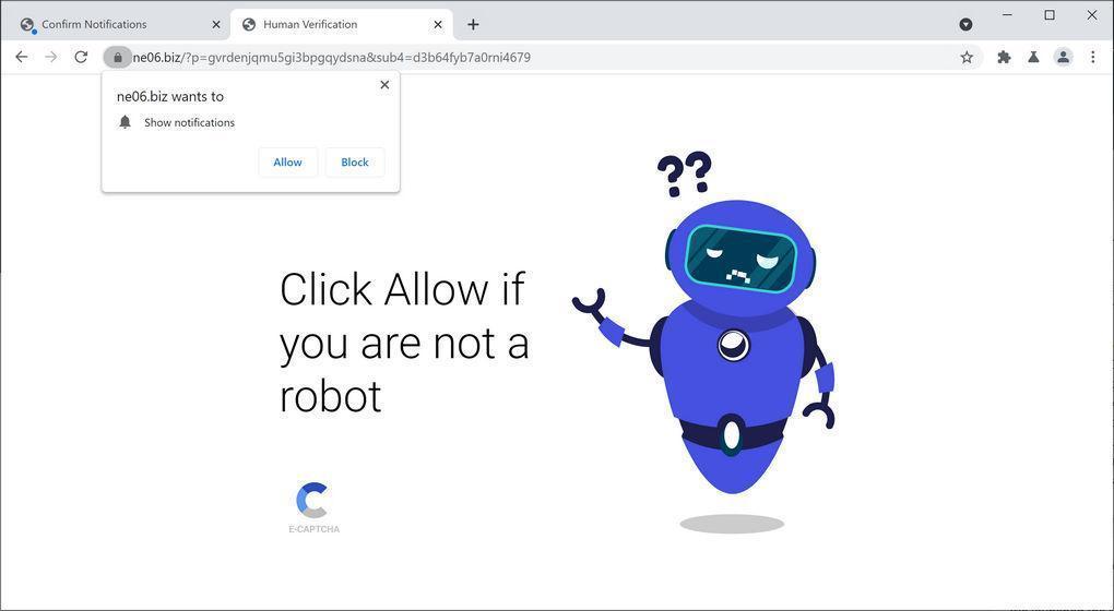 Image: Chrome browser is redirected to Ne06.biz