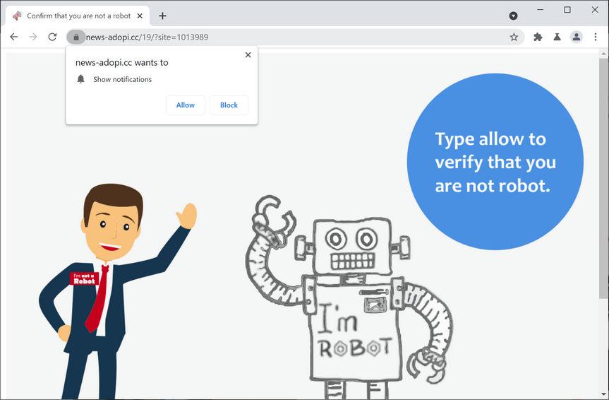 Image: Chrome browser is redirected to News-adopi.cc