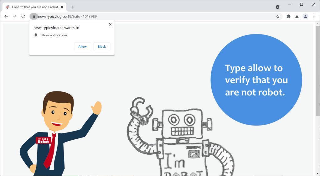 Image: Chrome browser is redirected to News-ypicylog.cc