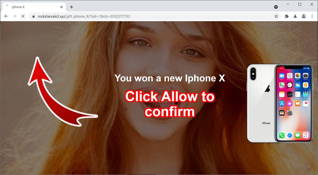 Image: Chrome browser is redirected to Rockstarsale2.xyz