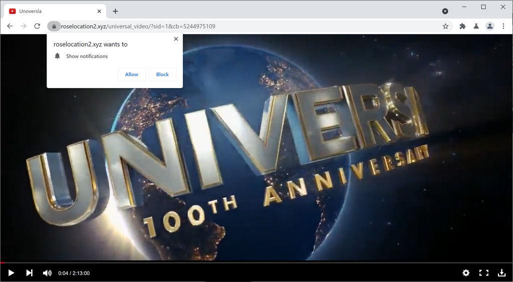 Image: Chrome browser is redirected to Roselocation2.xyz