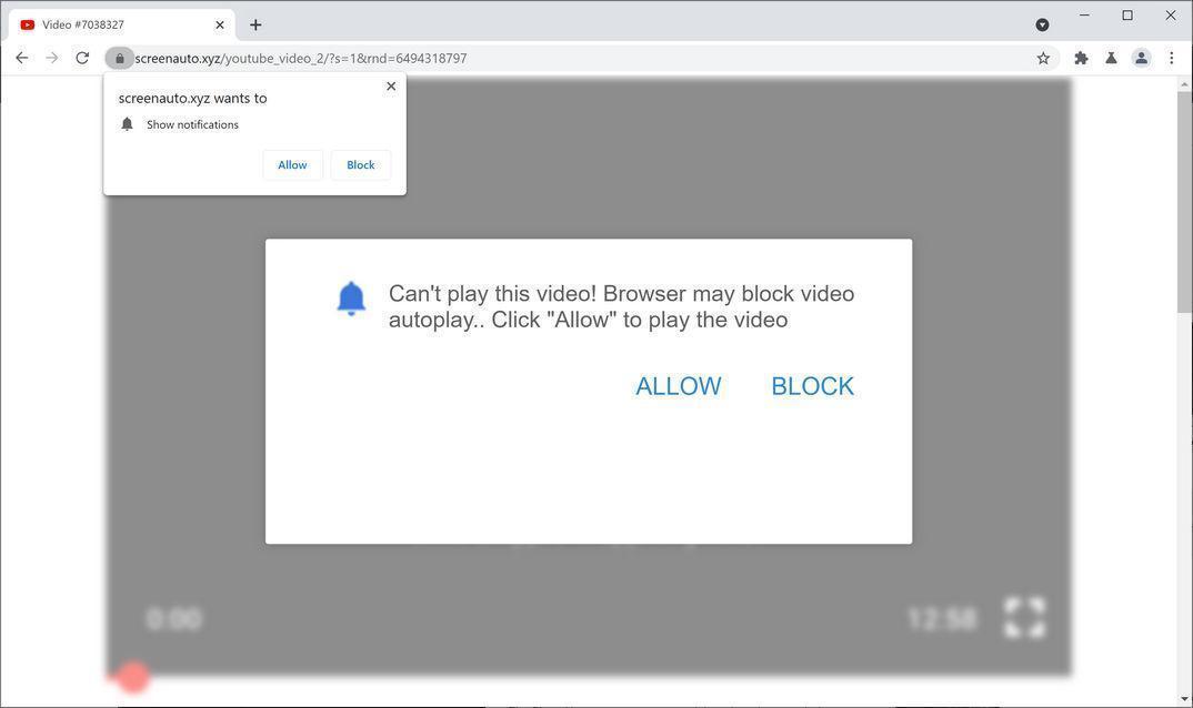 Image: Chrome browser is redirected to Screenauto.xyz