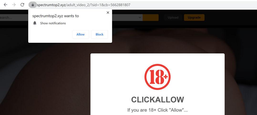 Image: Chrome browser is redirected to Spectrumtop2.xyz