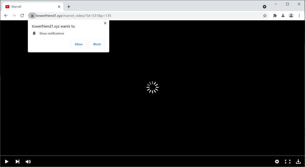 Image: Chrome browser is redirected to Towerfriend1.xyz