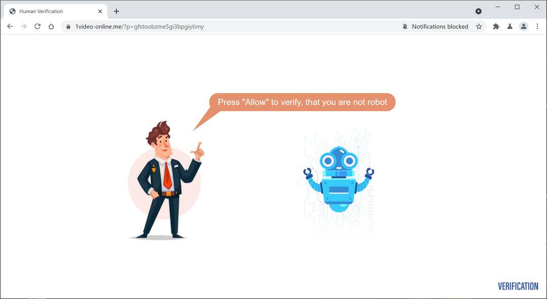 Image: Chrome browser is redirected to 1video-online.me