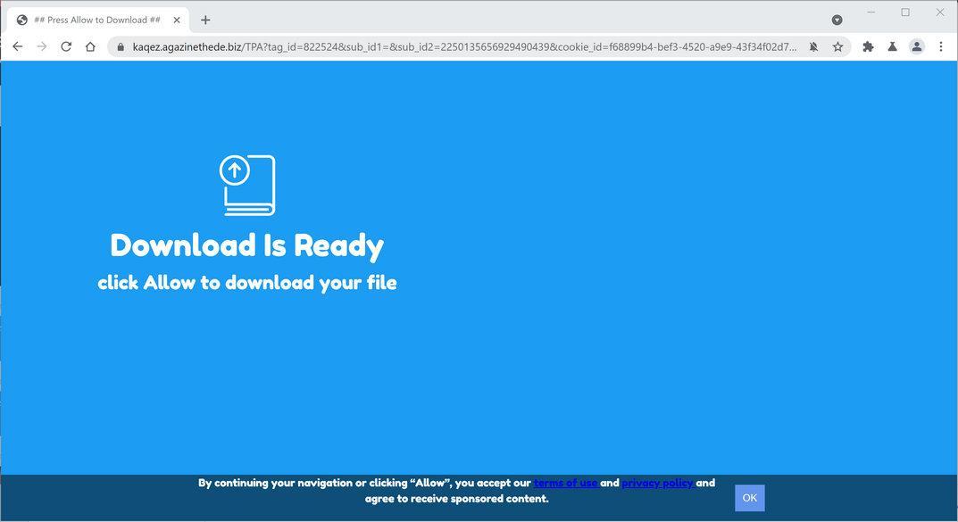 Image: Chrome browser is redirected to Agazinethede.biz