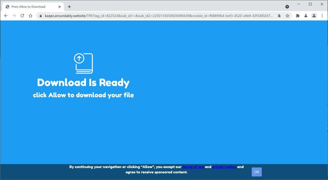 Image: Chrome browser is redirected to Aroundably.website