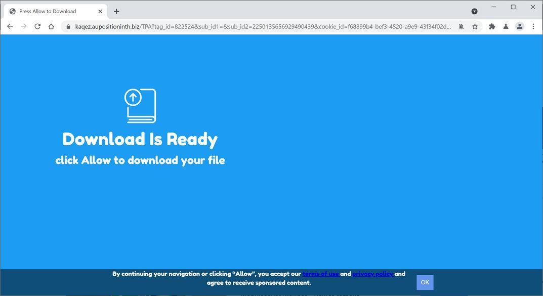 Image: Chrome browser is redirected to Aupositioninth.biz