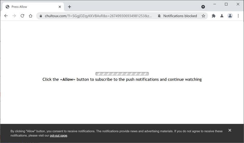 Image: Chrome browser is redirected to Chultoux.com