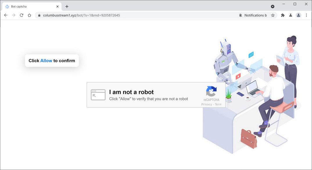 Image: Chrome browser is redirected to Columbusstream1.xyz