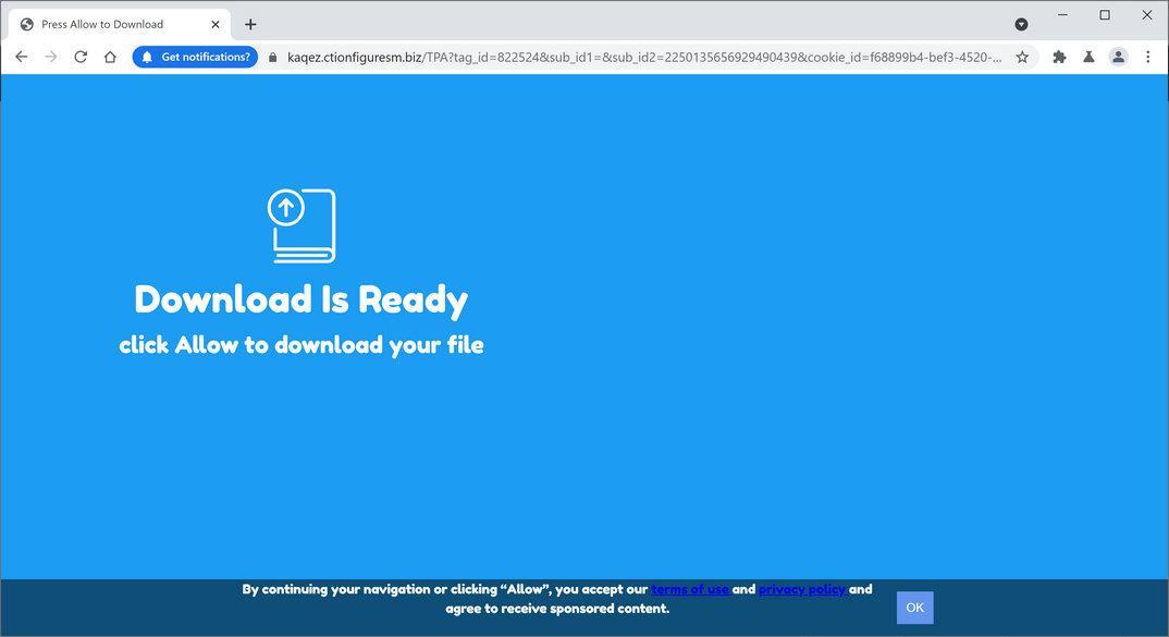 Image: Chrome browser is redirected to Ctionfiguresm.biz