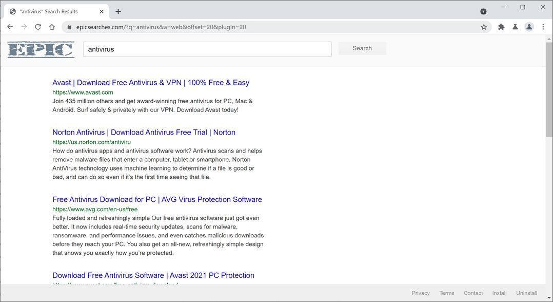 Image: Chrome browser is redirected to FreeSearchConverters Search