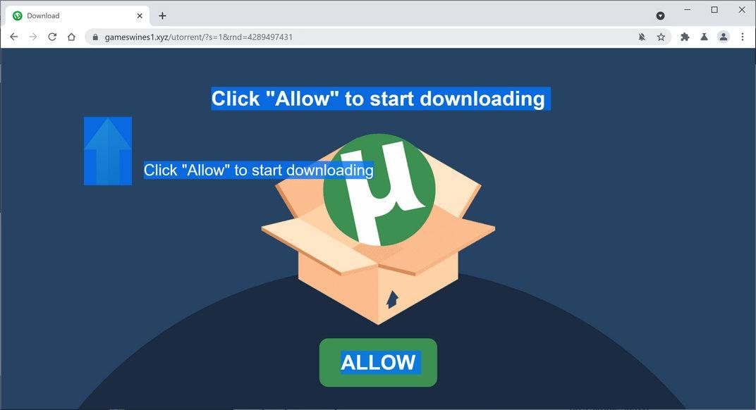 Image: Chrome browser is redirected to Gameswines1.xyz