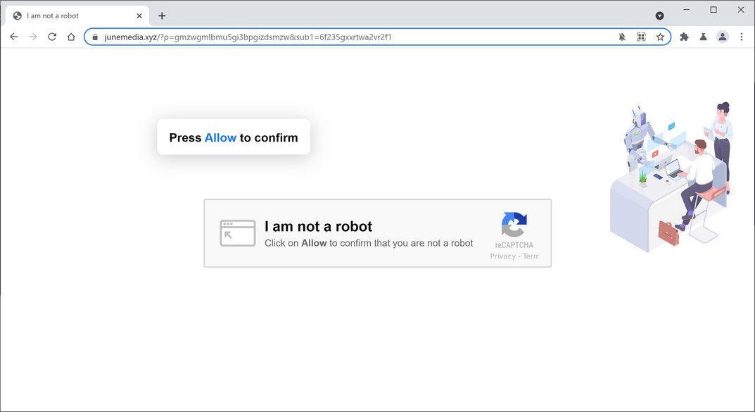 Image: Chrome browser is redirected to Junemedia.xyz