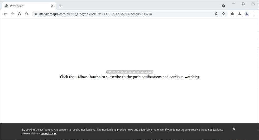 Image: Chrome browser is redirected to Mahaidroagra.com
