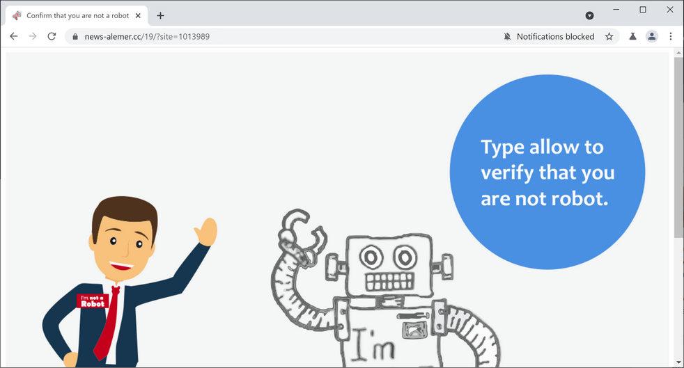 Image: Chrome browser is redirected to News-alemer.cc