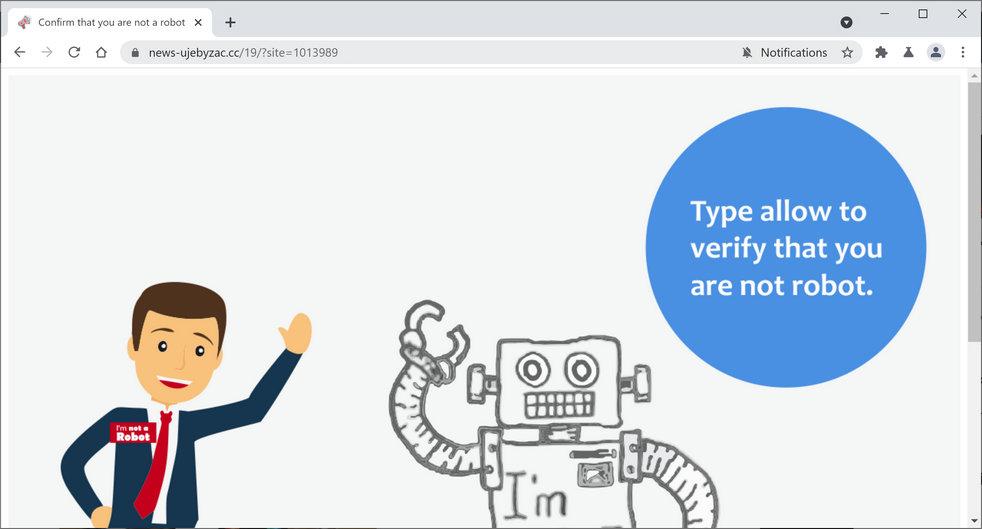 Image: Chrome browser is redirected to News-ujebyzac.cc