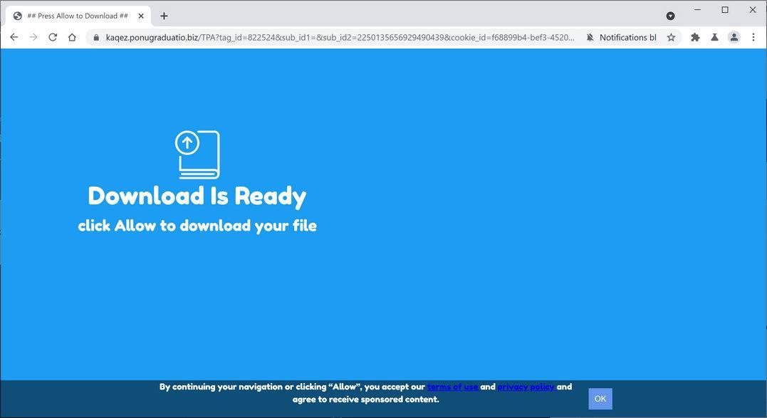 Image: Chrome browser is redirected to Ponugraduatio.biz