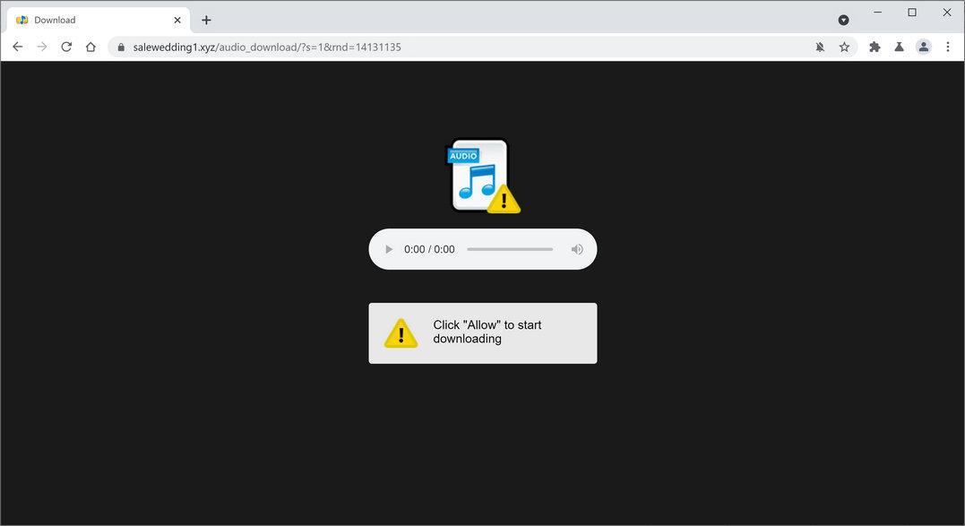 Image: Chrome browser is redirected to Salewedding1.xyz