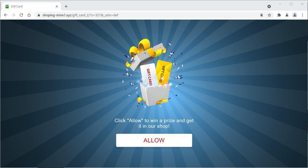 Image: Chrome browser is redirected to Shoping-mine1.xyz