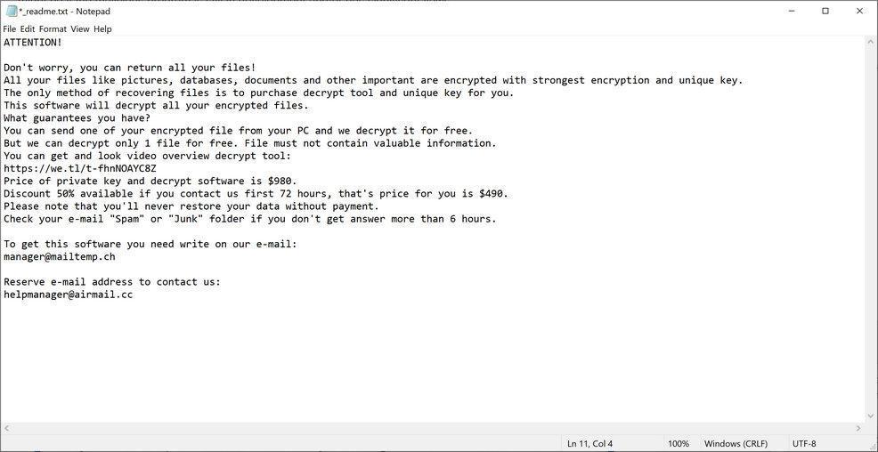 Image: HHQA ransomware note virus