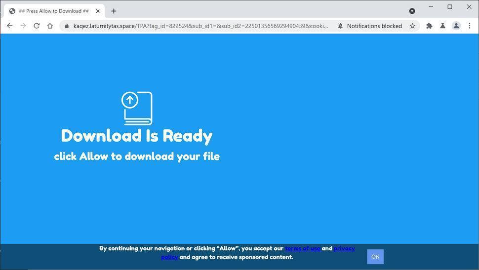 Image: Chrome browser is redirected to Laturnitytas.space
