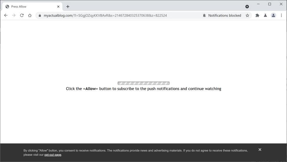 Image: Chrome browser is redirected to Myactualblog.com