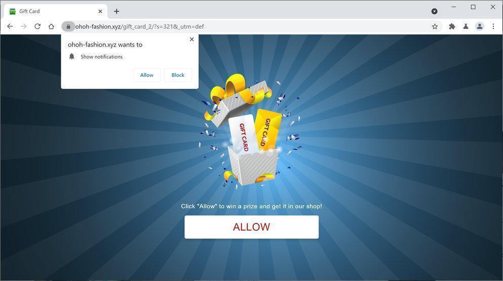 Image: Chrome browser is redirected to Ohoh-fashion.xyz