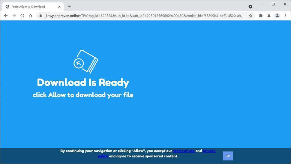 Image: Chrome browser is redirected to Enpreven.online