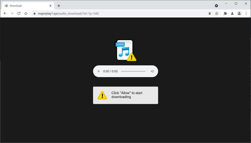 Image: Chrome browser is redirected to Majorplay1.xyz