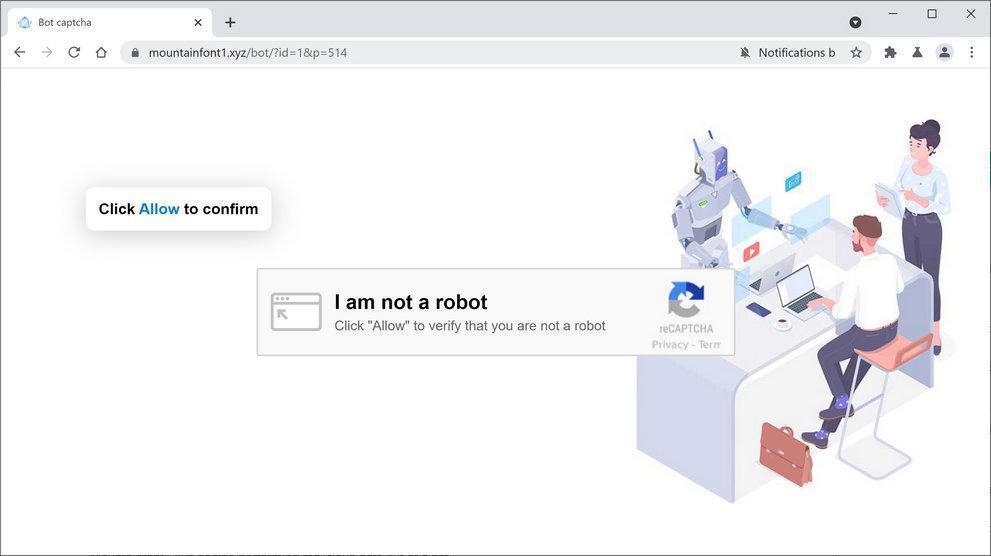 Image: Chrome browser is redirected to Mountainfont1.xyz