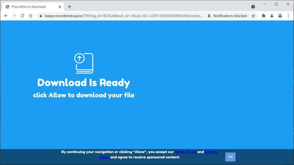 Image: Chrome browser is redirected to Recordered.space