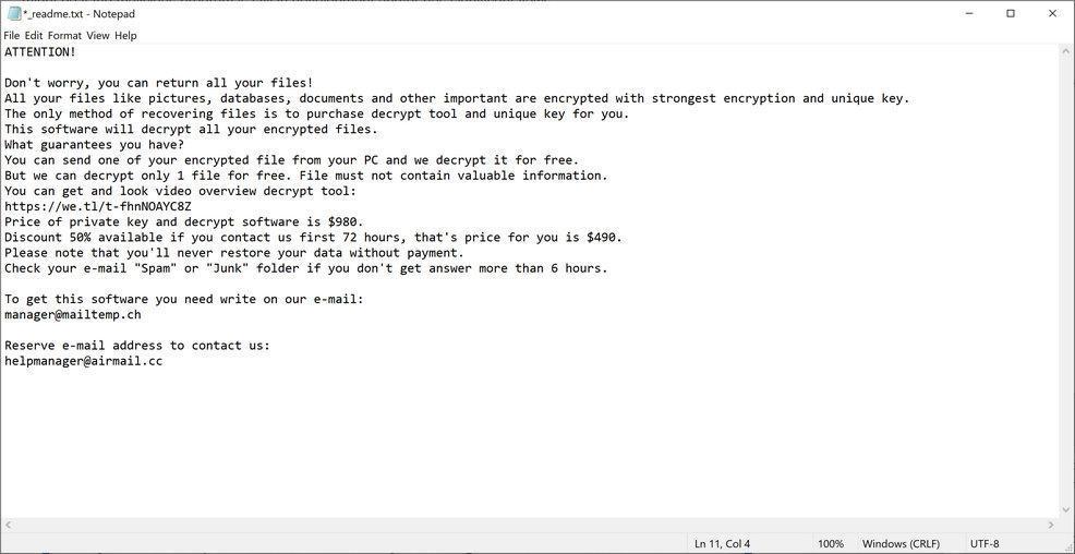 Image: WWKA ransomware note