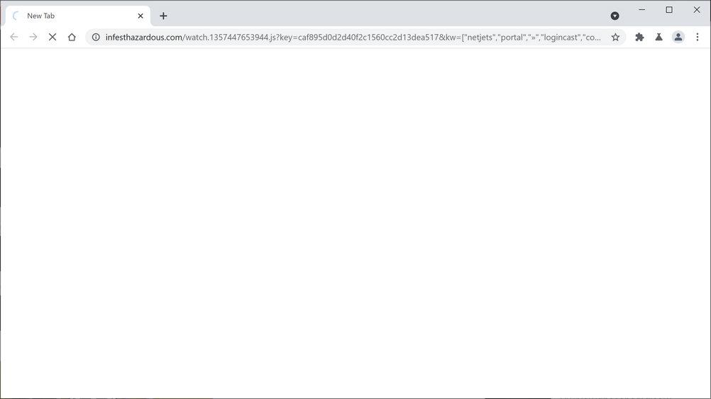 Image: Chrome browser is redirected to Infesthazardous.com