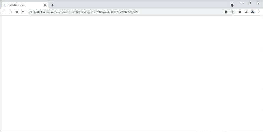 Image: Chrome browser is redirected to Beklefkiom.com