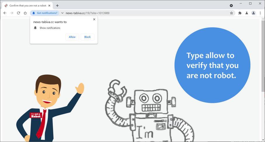 Image: Chrome browser is redirected to News-tabiva.cc