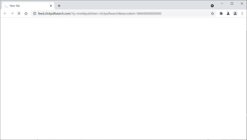 Image: Chrome browser is redirected through ClickPDFSearch Search