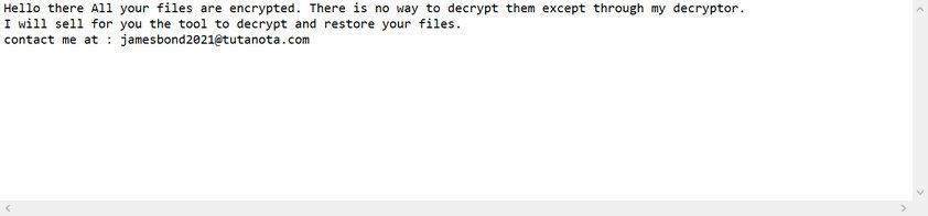 Image: JamesBond ransomware note