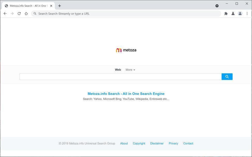 Image: Chrome browser is redirected through Metoza.info